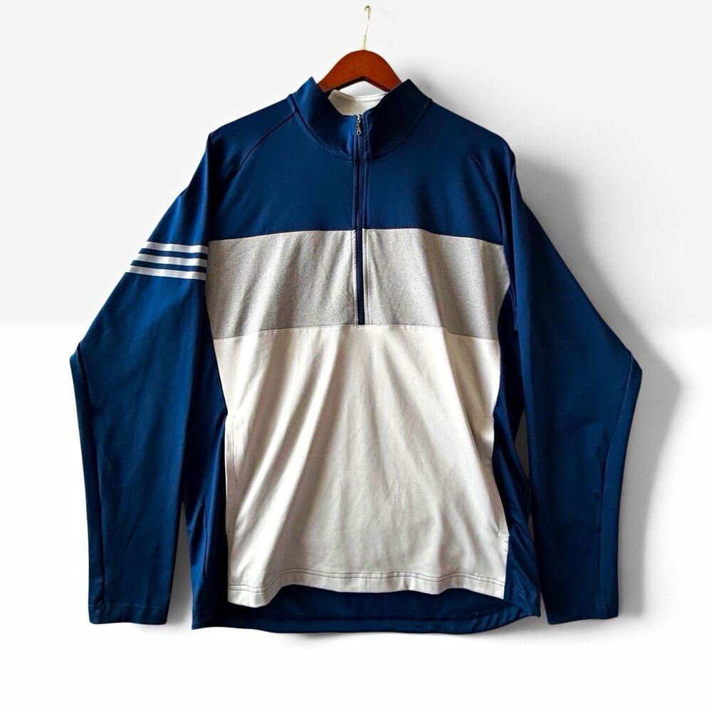 Adidas Golf 3 Stripes Competition 1/4 Zip Pullover Mens L Navy GJ0680